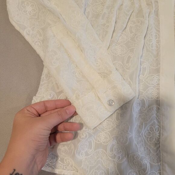Meadow Rue Anthropologie White Button Down Blouse XS - Picture 3 of 7